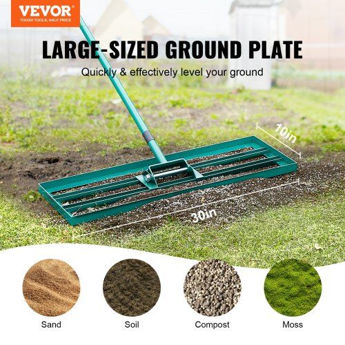 Lawn Leveling Rake, 30"x10" Level Lawn Tool, Heavy-duty Lawn Leveler with 78" Steel Extended Handle, Yard Leveling Rake Suit for Garden, Golf Lawn, Farm