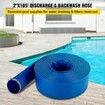 Discharge Hose, 51 mm x 32 m, PVC Fabric Lay Flat Hose, Heavy Duty Backwash Drain Hose with Clamps, Weather-proof & Burst-proof, Ideal for Swimming Pool & Water Transfer, Blue