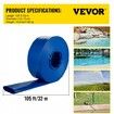 Discharge Hose, 51 mm x 32 m, PVC Fabric Lay Flat Hose, Heavy Duty Backwash Drain Hose with Clamps, Weather-proof & Burst-proof, Ideal for Swimming Pool & Water Transfer, Blue