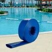 Discharge Hose, 51 mm x 32 m, PVC Fabric Lay Flat Hose, Heavy Duty Backwash Drain Hose with Clamps, Weather-proof & Burst-proof, Ideal for Swimming Pool & Water Transfer, Blue