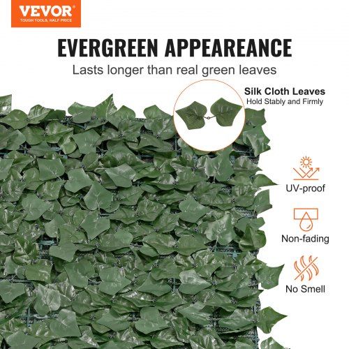 Ivy Privacy Fence, 39 x 158in Artificial Green Wall Screen, Greenery Ivy Fence with Mesh Cloth Backing and Strengthened Joint, Faux Hedges Vine Leaf Decoration for Outdoor Garden, Yard, Balcony