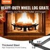 Log Grate, 27 inch Heavy Duty Wheel Fire Grate with 6 Support Legs, Solid Powder-coated Steel Bars, Log Firewood Burning Rack Holder for Wood Stove and Outdoor Camping Fire Pit