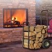 Firewood Cart, 220 lbs Weight Capacity, Wood Carrier with Wheels, Binding Rope and Water-Proof Tarp, Utility Log Rack for Storage and Move, Dolly Hauler for Indoor and Outdoor Fireplace, Black