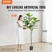 Artificial Fiddle Leaf Fig Tree, 15.2cm, Secure PE Material & Anti-Tip Tilt Protection Low-Maintenance Faux Plant, Lifelike Green Fake Potted Tree for Home Office Warehouse Decor Indoor Outdoor