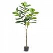 Artificial Fiddle Leaf Fig Tree, 15.2cm, Secure PE Material & Anti-Tip Tilt Protection Low-Maintenance Faux Plant, Lifelike Green Fake Potted Tree for Home Office Warehouse Decor Indoor Outdoor