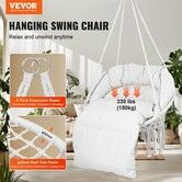 Hammock Swinging Chair Macramé Hanging Chair with Cushion Indoor & Outdoor