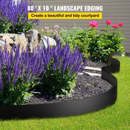 Landscape Edging, 25.4cm Depth 24.4m Total Length, Recycled HDPE Coiled Terrace Board, Flexible Bender Border for Landscaping, Lawn, Garden, Yard, Against Invading Weeds, Black