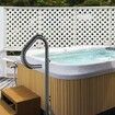 Hot Tub Handrail, 360 Rotatable Spa Side Handrail with 48"-63" Adjustable Height, Rust-proof Aluminum Spa Step Hot Tub Hand Rail with Slide-Under Mount Base for Indoor & Outdoor, 600LBS Capacity