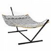 Two Person Hammock with Stand Included, Double Hammock with Curved Spreader Bar and Detachable Pillow and Portable Carrying Bag, Perfect for Outdoor Freestanding Hammock, 480lb Capacity