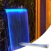 Pool Fountain Stainless Steel Pool Waterfall 35.4" x 4.5" x 3.1"(W x D x H) with LED Strip Light Waterfall Spillway with Pipe Connector Rectangular Garden Outdoor