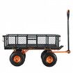 Dump Cart, Metal Garden Dump Cart with Easy to Assemble Frame, Dump Wagon with 2-in-1 Convertible Handle, Utility Wheelbarrow 181kg Capacity, 10 inch Tires