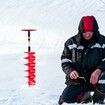 Ice Drill Auger, 8\" Diameter Nylon Ice Auger, 39\" Length Ice Auger Bit,Auger Drill with 11.8\" Extension Rod,Auger Bit with Drill Adapter,Top Plate & Blade Guard for Ice Fishing Ice Burrowing