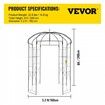 Birdcage Shape Garden Arbor, 2.44m High, 1.59m Wide, Heavy Duty Wrought Iron Arbor, Wedding Arch Trellis for Climbing Vines in Outdoor Garden, Backyard, Lawn, Patio, Black