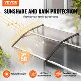 Window Door Awning Canopy, 965 x 2975mm Door Canopy Exterior, UF50+ PC Sunshade Sheet Awnings, Outdoor Patio Awning Sun Shade, Transparent, Waterproof, for Sun Shutter, UV, Rain, Snow Protection