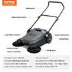 Walk-behind Hand Push Floor Sweeper 25.6" Width 5 Gallon Waste Container