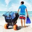 Beach Dolly with Big Wheels for Sand, 29.9" x 15.4" Cargo Deck, w/ 12" Foam Wheels, 165LBS Loading Capacity Folding Sand Cart & 27" to 44.7" Adjustable Height, Heavy Duty Cart for Beach