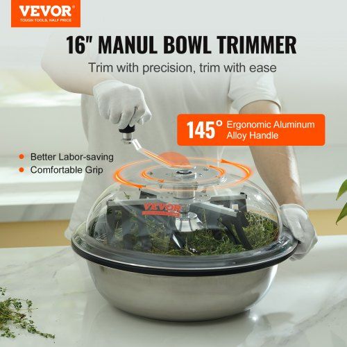 Leaf Bowl Trimmer 16'' Manual Bud Trimmer with Stainless-Steel Blades