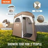 Camping Shower Tent, 83" x 42" x 83" 2 Rooms Oversize Outdoor Portable Shelter, Privacy Tent with Detachable Top, Pockets, Hanging Rope and Clothesline, for Dressing, Changing, Toilet, Bathroom