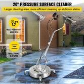 Pressure Washer Surface Cleaner, 20'', Max. 4000 PSI Pressure by 2 Nozzles for Cleaning Driveways, Sidewalks, Stainless Steel Frame w/Rotating Dual Handle, Wheels, Fit for 3/8'' Quick Connector