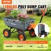 Dump Cart, Poly Garden Dump Cart with Easy to Assemble Steel Frame, Dump Wagon with 2-in-1 Convertible Handle, Utility Wheelbarrow  544kg/ 1200lbs Capacity, 33cm/ 13 inch Tires