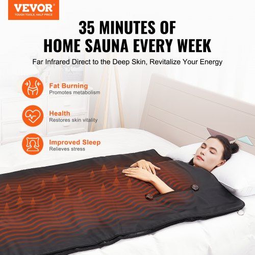 Sauna Blanket for Detoxification, Portable Far Infrared Sauna for Home with Arm Holes for Comfort, 1-6 Level Adjustable Temprature Rannge 35-85°C, 1-60 Minutes Timer,1800 x 800 mm