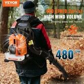 Backpack Leaf Blower, 52CC 2-Cycle Gas Leaf Blower with 1.37L Fuel Tank, 480CFM Air Volume 175MPH Speed, Ideal for Lawn Care, Leaf Cleaning, and Snow Removal