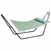 Two Person Hammock with Stand Included Heavy Duty 217.7kg Capacity, Double Hammock with Portable Steel Stand and Carrying Bag and Pillow, Freestanding Hammock for Outdoor Patio Yard Beach