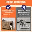 Cat Litter Box Enclosure Wooden Litter Box Furniture Hidden 2 Rooms Greige
