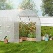 Walk-in Tunnel Greenhouse 14.6x6.36x6.3ft Galvanized Frame PE Cover White