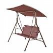 3-Person Patio Swing Chair, Outdoor Patio Swing with Adjustable Canopy, Porch Swing with Armrests, Teslin Fabric and Alloy Steel Frame, for Balcony, Backyard, Patio, Garden, Poolside, Brown