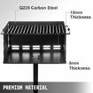 Outdoor Park Style Grill, 20 x 14 Inch Park Style Charcoal Grill, Carbon Steel Park Style BBQ Grill, Adjustable Park Charcoal Grill, Stainless Steel Grate Outdoor Park Grill with Base Plate