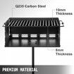 Outdoor Park Style Grill 24 x 16 Inch Park Style Charcoal Grill Carbon Steel Park Style BBQ Grill Adjustable Park Charcoal Grill with Stainless Steel Grate Outdoor Park Grill, In-ground Pillar