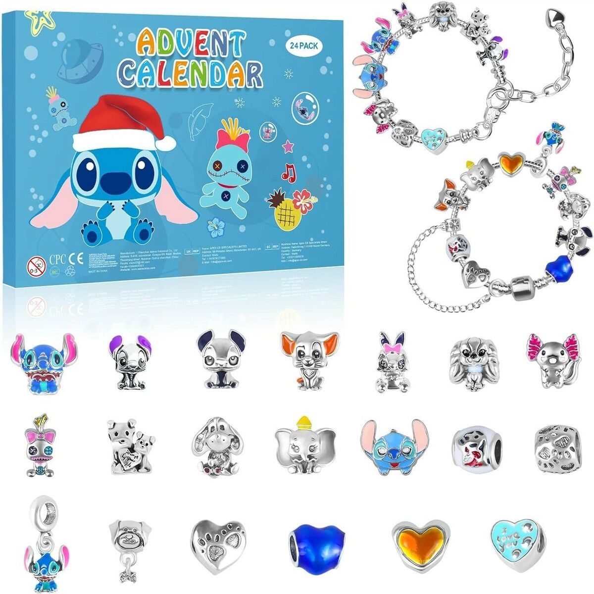 Advent Calendar for Kids,24 Days Christmas Countdown Calendar with Bracelets and Unique Cartoon Beads,Christmas Gifts for Kids,Teens