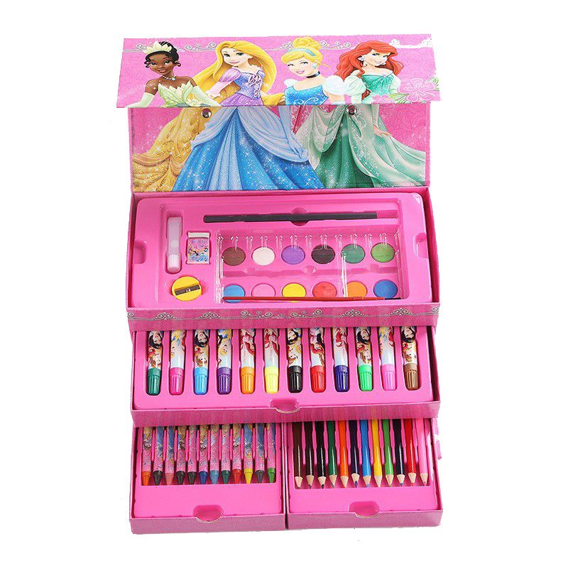 Princess 54 Piece Cartoon Drawing Watercolor Gift Set Portable Art Supplies for Students Christmas Gift Birthday Presents