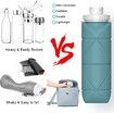 20oz BPA-Free Silicone Travel Water Bottle: Foldable and Leak-Proof Green