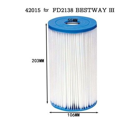2-Pack Replacement Filter Cartridge Type III (42015) for Bestway Swimming Pool Filter Pump FD2138