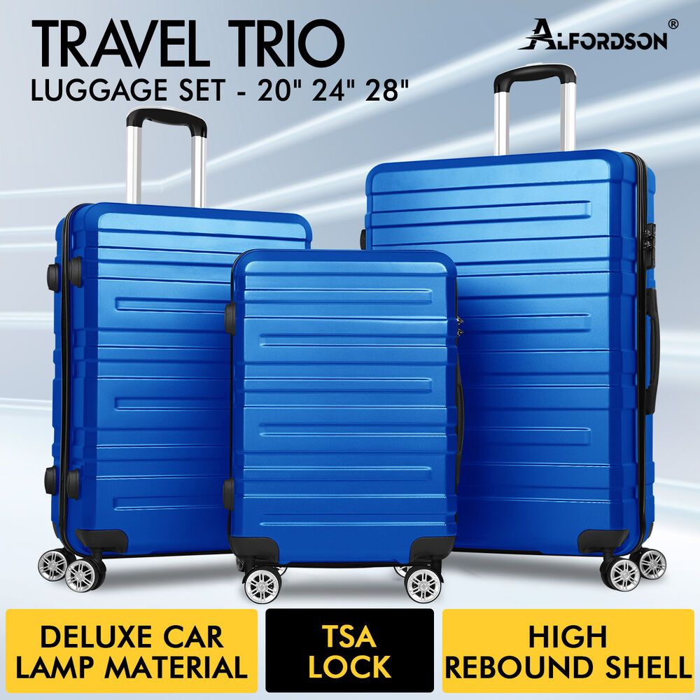 ALFORDSON Luggage 3PCS Set Suitcase Trolley TSA Carry on Hard Case Blue