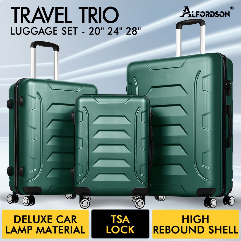 ALFORDSON Luggage 3PCS Set Suitcase Trolley TSA Carry on Hard Case Green