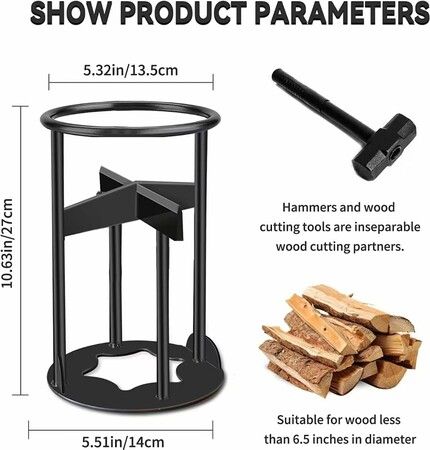 Firewood Splitter, Kindling Log Splitting, Wedge wood Splitter Easy to Use 15 x 15 x 27 CM