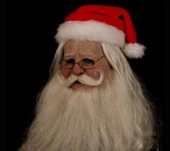 Jolly Christmas Disguise: Complete Santa Claus Costume with Latex Mask, Wig, Beard, and Outdoor Ornament for a Festive Holiday Look (Male)