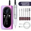 45000RPM Electric Nail Drill Machine - Portable Rechargeable Nail File for Gel Nail Polishing at Home or in Salons (Colorful Purple)