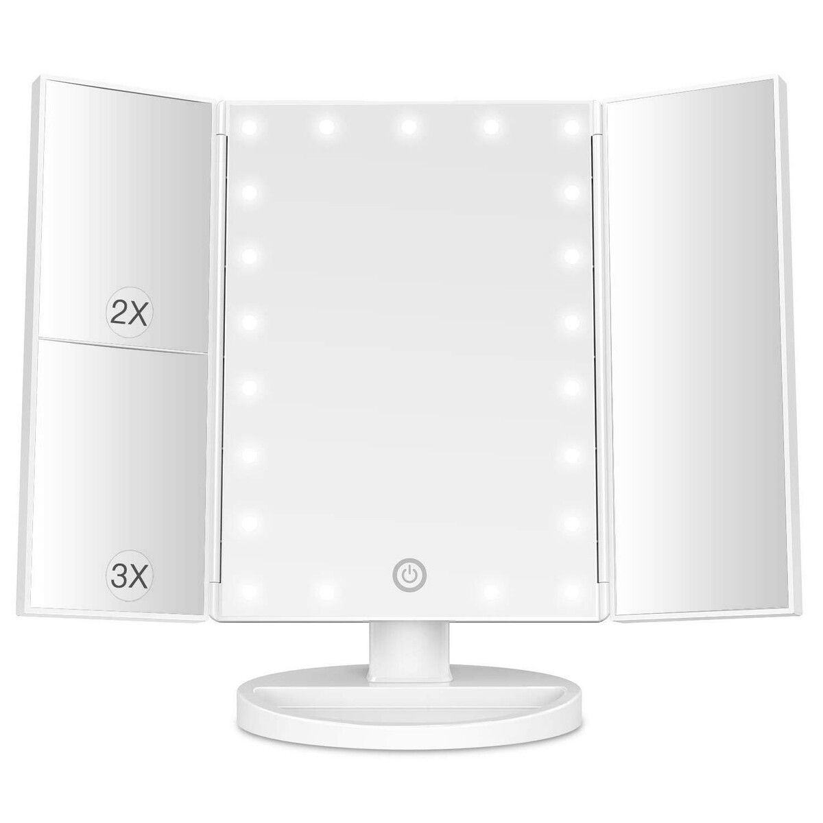 21 LED Lighted Makeup Mirror with 2X/3X Magnification for Precision Beauty and Grooming (White)