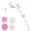4 Rotating Heads Electric Bath Brush Set: Waterproof Body Scrubber and Face Brush for Exfoliating and Cleansing