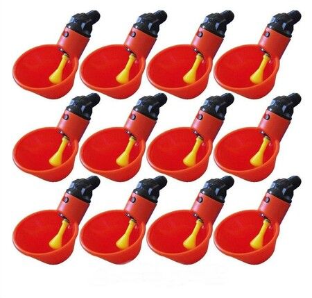10-Pack Automatic Chicken Waterer Cups - No-Spill Water Feeder for Poultry (Chicks, Ducks, Geese, Turkeys, and Bunnies)