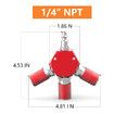 3-Way 1/4" NPT Aluminum Air Manifold with Industrial Couplers and Plugs, Quick Connect Air Splitter Fittings