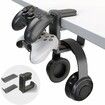 Adjustable Black Headphone Hanger - Rotating Clamp Stand for PC Gaming Headsets