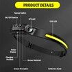 1PCS Rechargeable Headlamp Flashlight with 2 COB and 230 Degree Wide Beam,Adjustable headband and lightweight design - Perfect for Outdoor Enthusiasts and Professionals