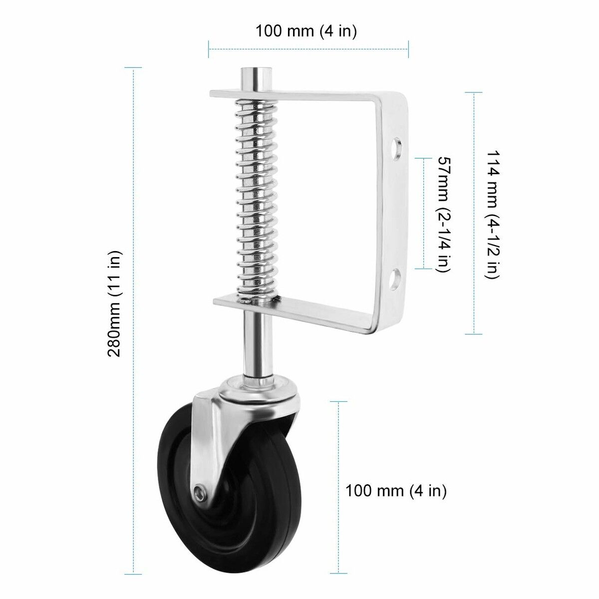 2 Pack 4 Inch Heavy Duty Spring Loaded Gate Caster Wheels (220lbs)