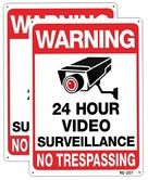 2-Pack Security Camera and 20x30 Tin plate Iron UV Ink Printed No Trespassing Signs: Durable, Weatherproof Warning Signs for Enhanced Home Protection
