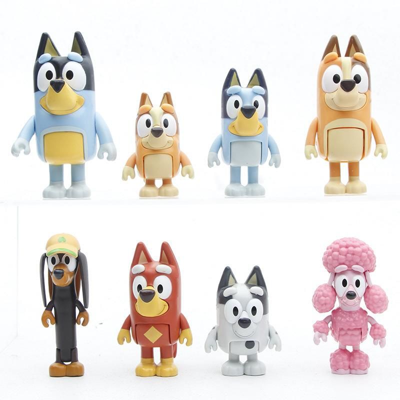 8-Pack 2.5-inch BLUEY Family and Friends Figure:Bingo, Bandit (Dad), Chilli (Mum), Coco, Snickers, Rusty and Muffin Official Collectable Toy